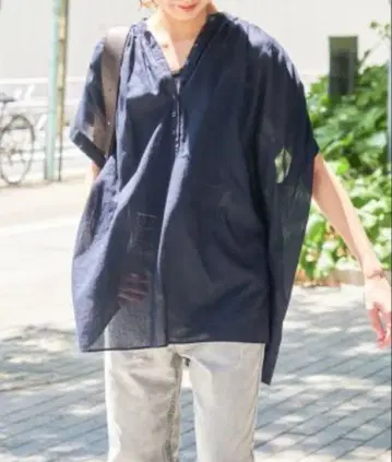 린넨 코튼 개더 프렌치 슬리브 셔츠