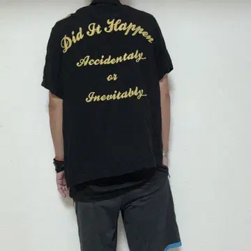 유혹 체인 자수 레이온 오픈 카라 볼링 셔츠 M