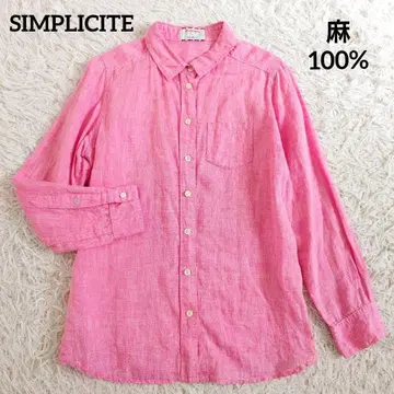 심플리시떼 프렌치 린넨 100% 셔츠 린넨 긴팔 핑크 M 상당