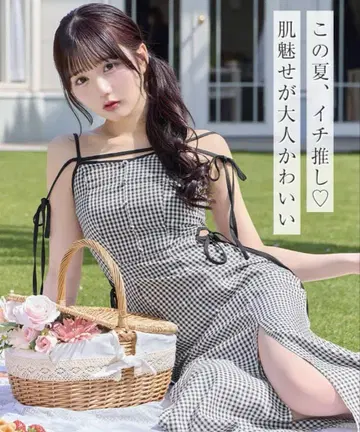 미셸 마카롱 사이드 컷 깅엄 체크 원피스 프리 사이즈