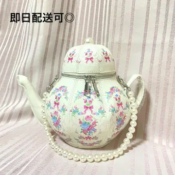 핸드백 화이트 꽃무늬 티팟 새상품급