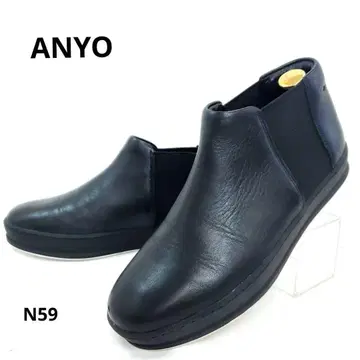 안요 사이드 고어 부츠 블랙 천연 가죽 ANYO a012a