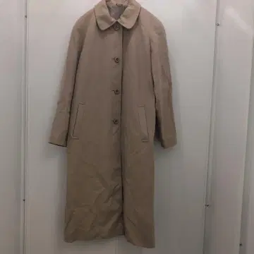 베이지 라운드 컬러 롱 코트