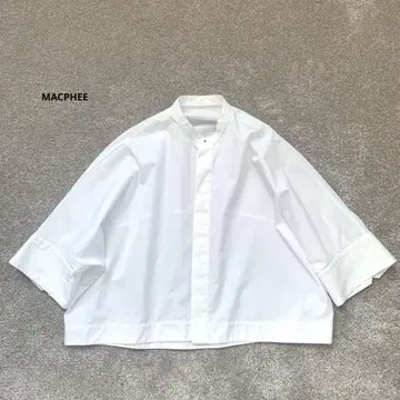 MACPHEE 정가 14,000엔 코튼 브로드 하프 슬리브 셔츠 화이트