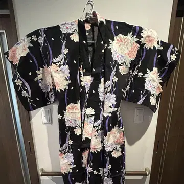 여성용 유카타 꽃무늬 블랙 여성용