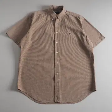 랄프 로렌 정품 BD 셔츠 반팔 하운드투스 체크 무늬 브라운 새상품급