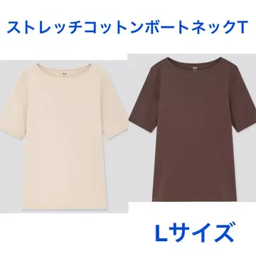 유니클로 스트레치 코튼 보트넥 티셔츠