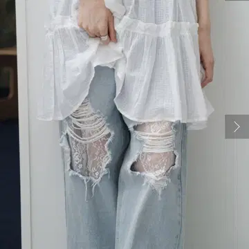 카스타네 kastane 레이스 데님 팬츠