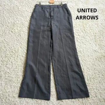 UNITEDARROWS 그레이 와이드 팬츠 얇은 소재 광택감