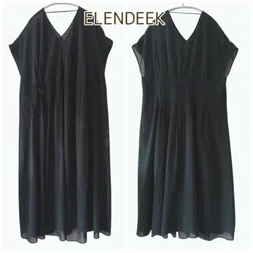 엘렌딕 ELENDEEK 원피스 롱 개더 리본 블랙 M