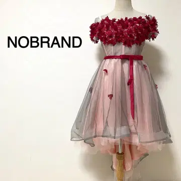 노브랜드 핑크 컬러 그레이 컬러 레이스 오프숄더 드레스
