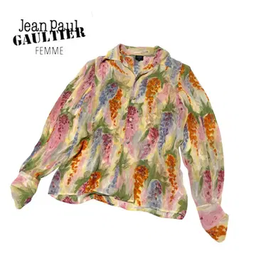 Jean Paul GAULTIER FEMME 꽃무늬 오픈 카라 셔츠
