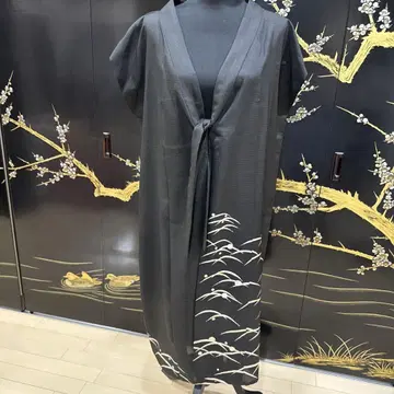 블랙 롱 기장 기모노 리메이크 롱 베스트 기장 110cm