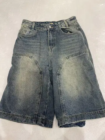 jiwuus 워시드 데님 하프 팬츠