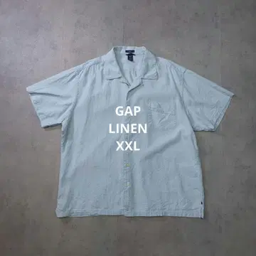 GAP 린넨 오픈 카라 반팔 셔츠 2XL