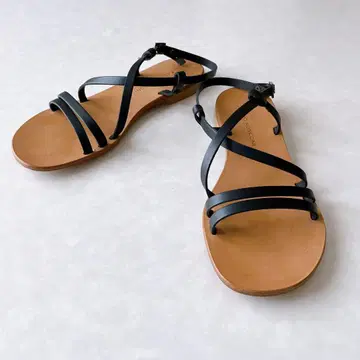 FABIO RUSCONI 23~23.5cm 슬림 스트랩 플랫 샌들