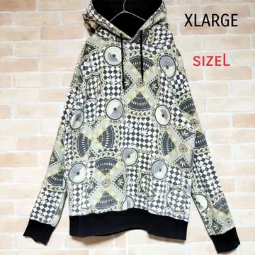 XLARGE 엑스라지 올 패턴 후드티 sizeL 키헤이 체인 체크 패턴