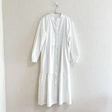 지유 여성용 셔츠 원피스 긴팔 롱 플레어 무지