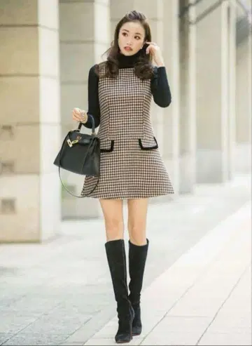 sheller 셰리에 벨로아 파이핑 미니 드레스 베이지