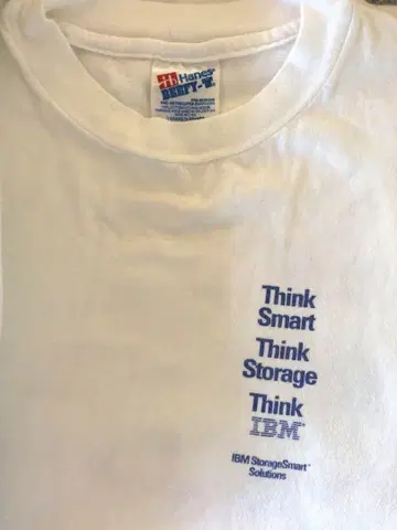 헤인즈 IBM 기업 티셔츠 레어 백 프린트 빈티지 구제 의류 USA