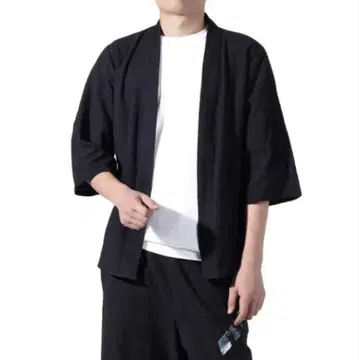 가디건 남성용 7부 소매 자켓 무지 린넨 2XL