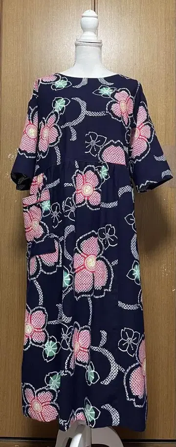 유카타 리메이크 목화 허리 개더 원피스