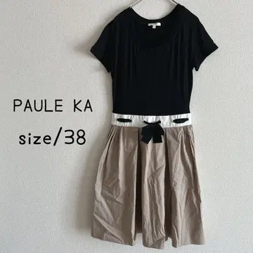 PAULE KA 폴카 원피스 도킹 무릎 기장 38 M 블랙 베이지