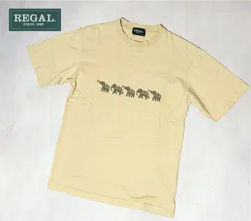 REGAL/리갈/티셔츠/로고/코끼리 패턴/반팔/베이지/빈티지