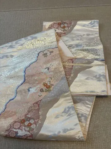 후쿠로 오비 꽃무늬 학 자수