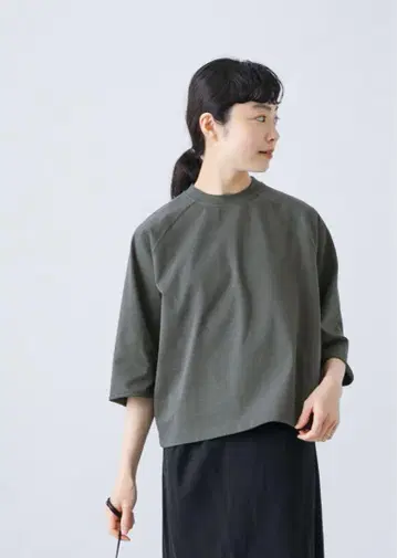 카구레 5부 소매 래글런 컷 티셔츠 차콜 택 포함 새상품