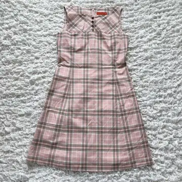 York land 요크랜드 S 체크 슬리브리스 원피스 핑크