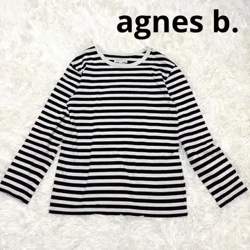 agnes b. 애니에스베 보더 티셔츠 일본제 화이트 블랙