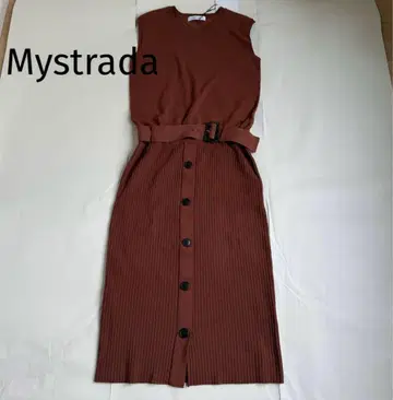 Mystrada 슬리브리스 니트 원피스 브라운 38