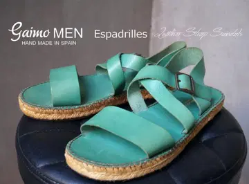 미사용 스페인산 GAIMO MEN 그린 가죽 그린 가죽 스트랩 샌들
