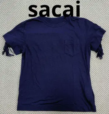 사카이 sacai 린넨 프린지 컷 티셔츠 네이비 M 반팔