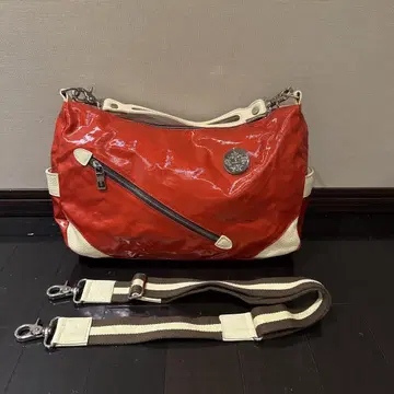 오로비안코 숄더백 사선 가방 실베스트라 PVC 레드 금장 장식 로고