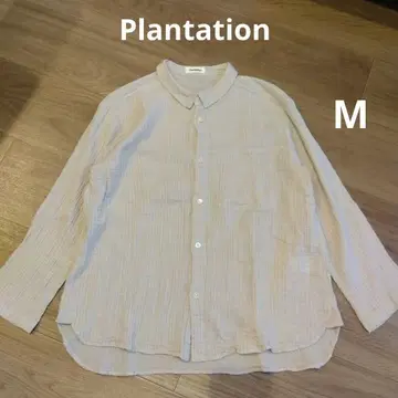플랜테이션 코튼 셔츠 그레이 작은 옷깃 M