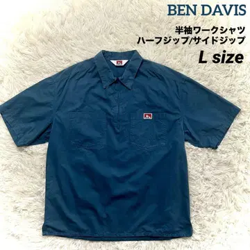 BEN DAVIS 벤 데이비스 반팔 워크 셔츠 하프 지퍼 그린 L