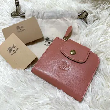 초레어 핑크 컬러 미사용 수납 가방 포함 일비종떼 L자 가죽 접이식 지갑