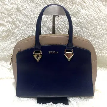 FURLA 훌라 천연 가죽 토트백 핸드백 취업 활동용 백 네이비