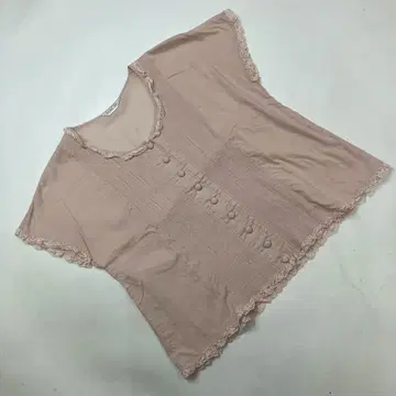 카네코 이사오 핑크 핀턱 사용 면 로른 블라우스
