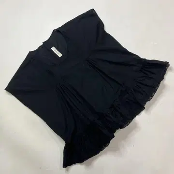 카네코 이사오 블랙 핀턱 레이스 사용 면 로른 블라우스/클리닝 완료
