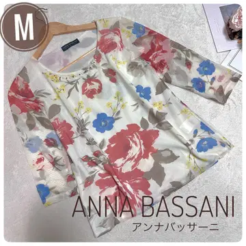 ANNA BASSANI] 시어 소재 꽃무늬 탑 M 사이즈 메쉬 시어