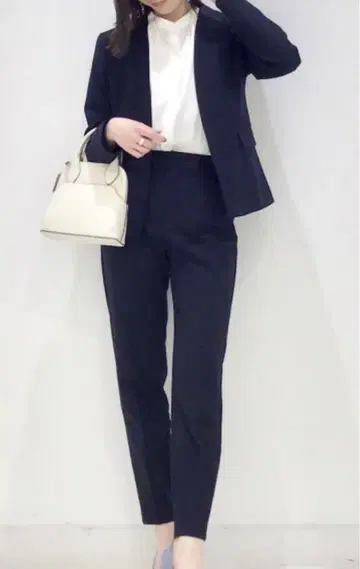 지유 워셔블 노카라 자켓 팬츠 세트