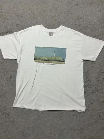 할인 90's/1997 Hanes 바디 NY 등대 아트 프린트 티셔츠