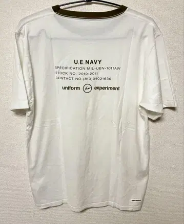 4 uniform experiment U.E.NAVY 화이트 티셔츠