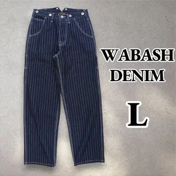 Wobash 스트라이프 데님 히코리 아메카지 워크 와이드