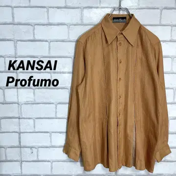 KANSAI Profumo 디자이너 셔츠 긴팔 오렌지 린넨