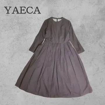 YAECA 개더 원피스 긴팔 코튼 루즈핏 내추럴 브라운