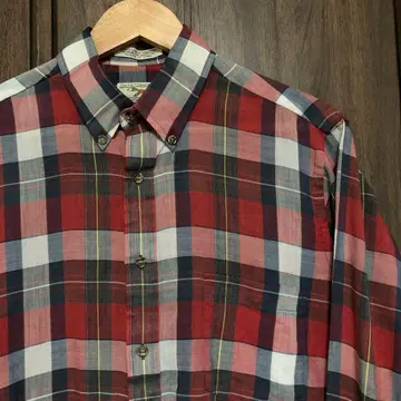 80s JCPenny 체크 BD 셔츠 M 빨간색